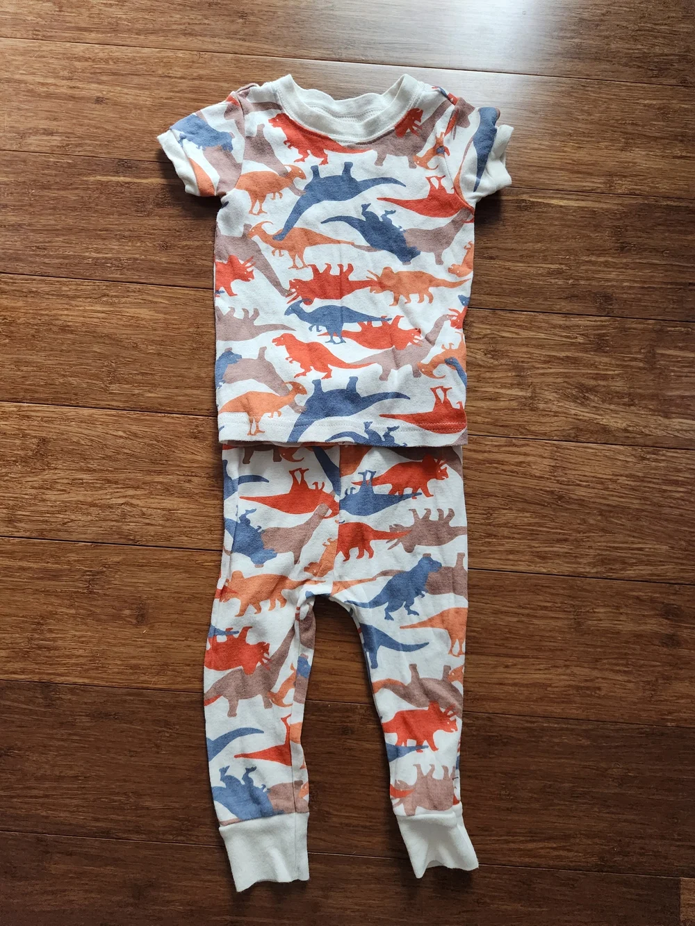 Old Navy Boys Girls Kids Colorful Dinosaur Pajamas Set Sleepwear, 12-18 Months